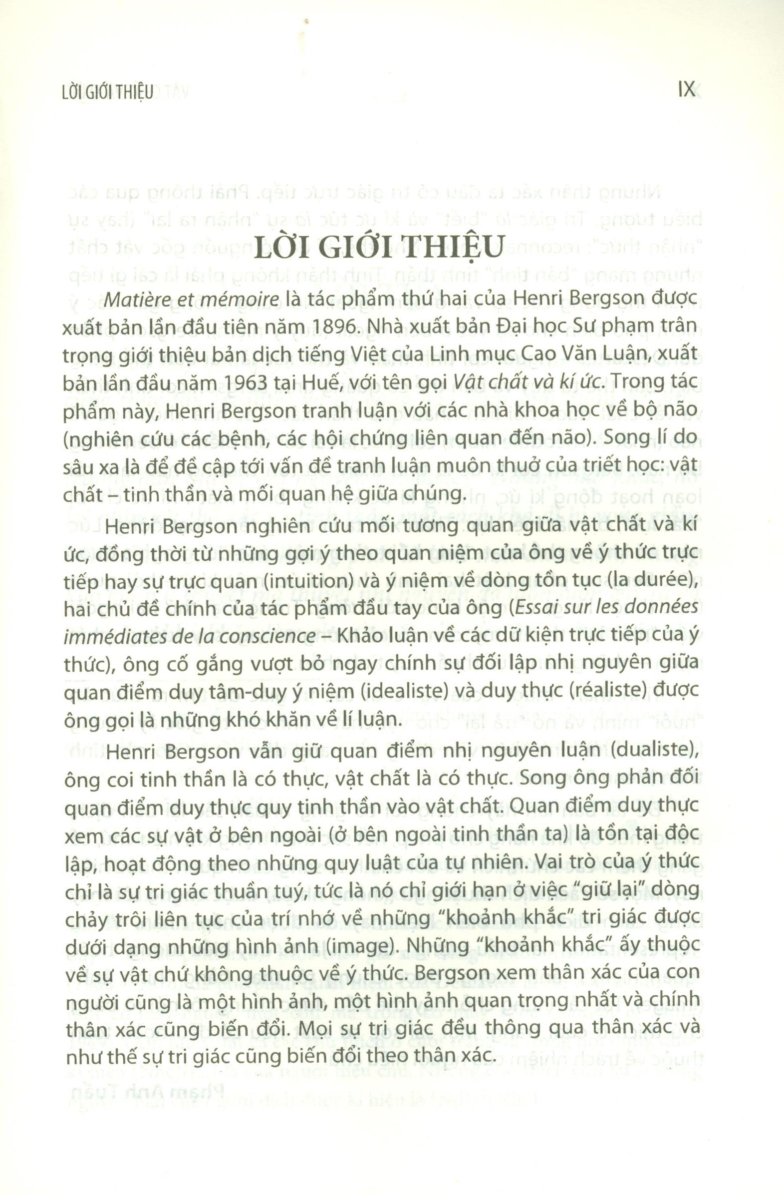 Vật Chất Và Ký Ức (Matière Et Mémoire)