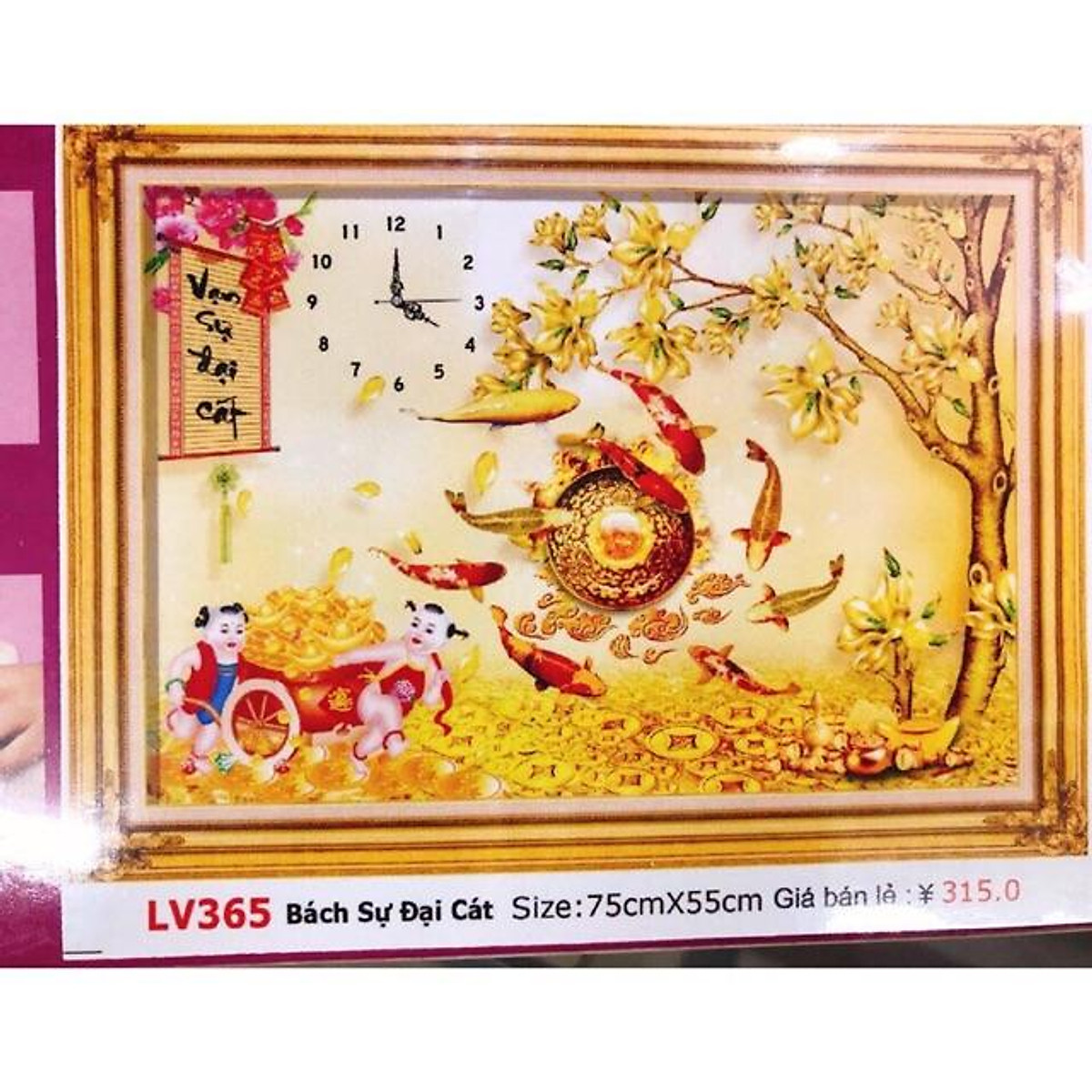 Tranh đính đá đồng hồ vạn sự đại cát lv365 kt 75x55cm Siêu Thị Tranh Thêu