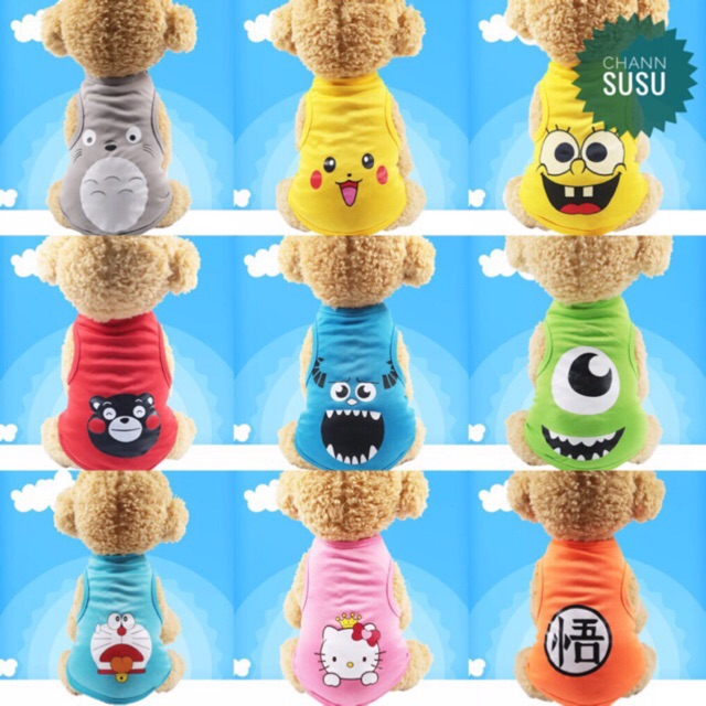 QUẦN ÁO CHÓ MÈO - Áo mùa hè nhiều hình dễ thương cho chó mèo thú cưng - Channsusu Pet Shop