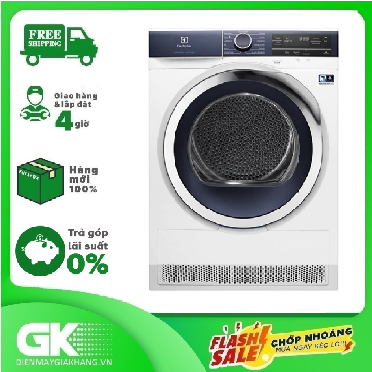 [Trả góp 0%]Máy Sấy ELECTROLUX 9 Kg EDH903BEWA