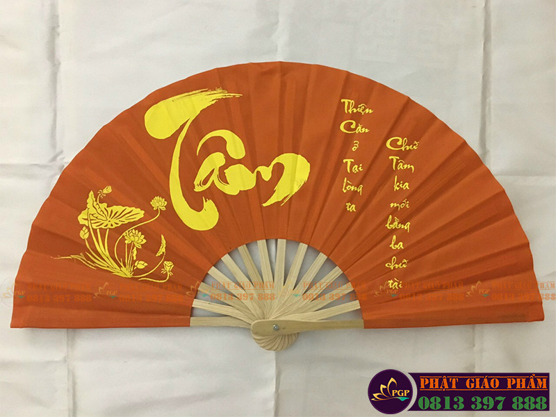 Quạt  Cầm Tay Thư Pháp  - Vải Lụa