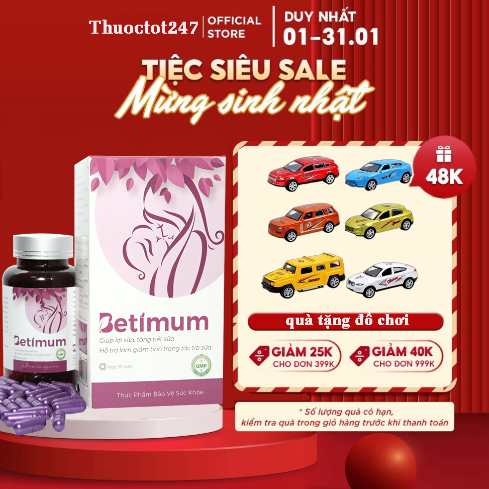Lợi sữa Betimum viên uống cốm ngũ cốc lợi sữa cỏ cà ri fenugreek