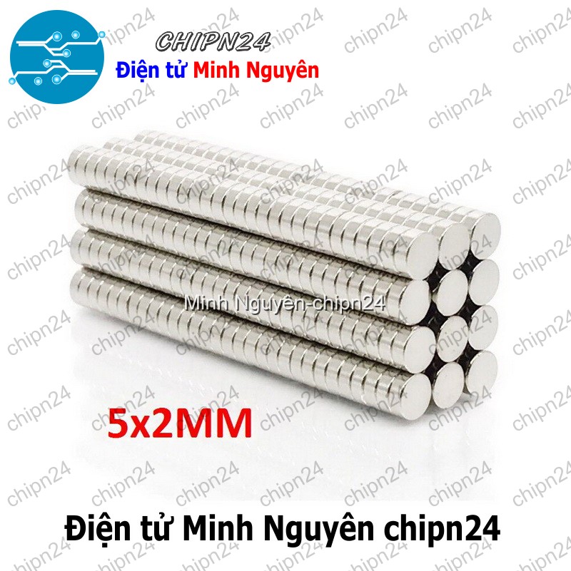 [5 viên] (K173) Nam châm Tròn phi 5mm dày 2mm - HH005953