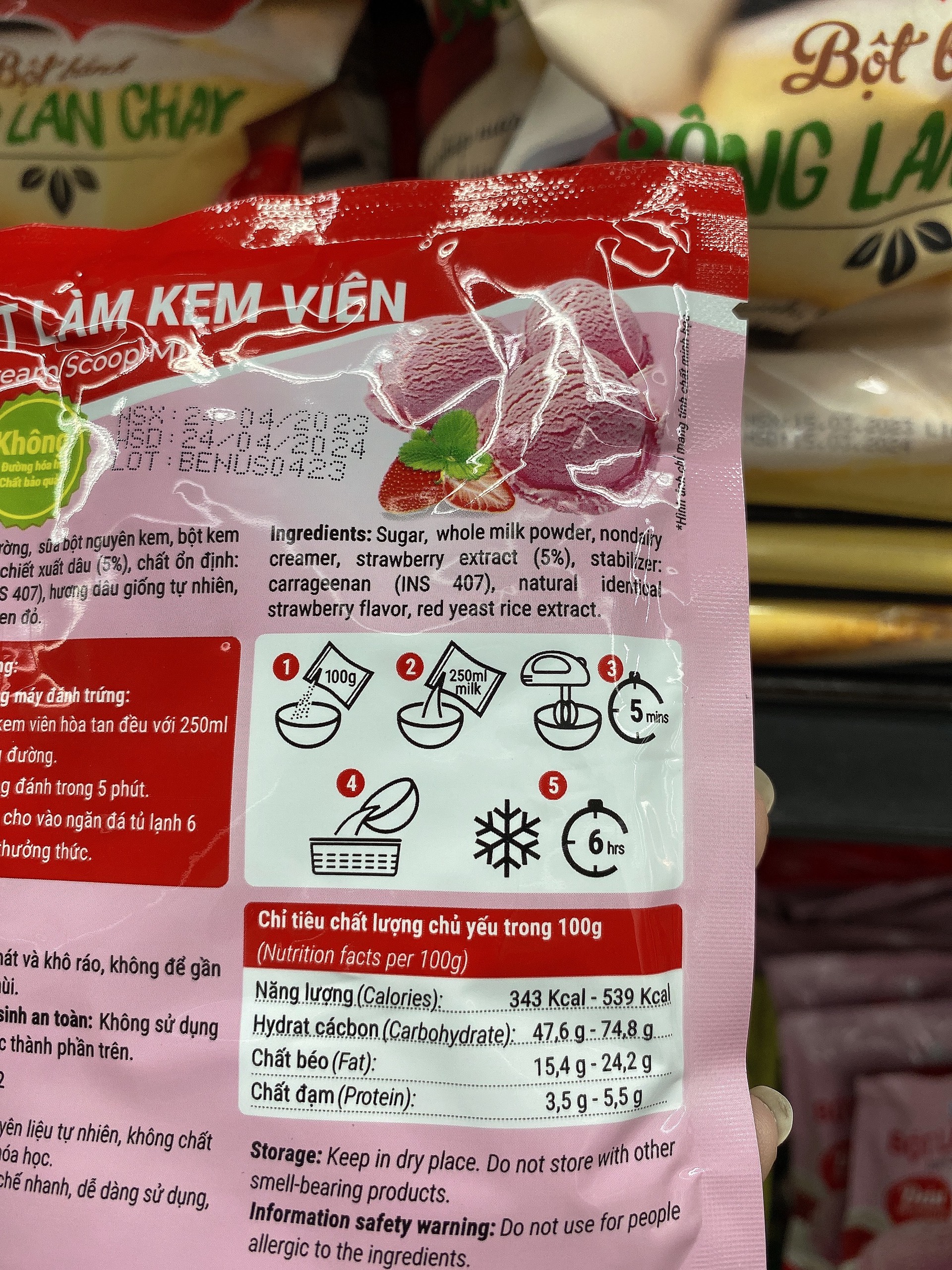 Bột Làm Kem Viên Vị Dâu