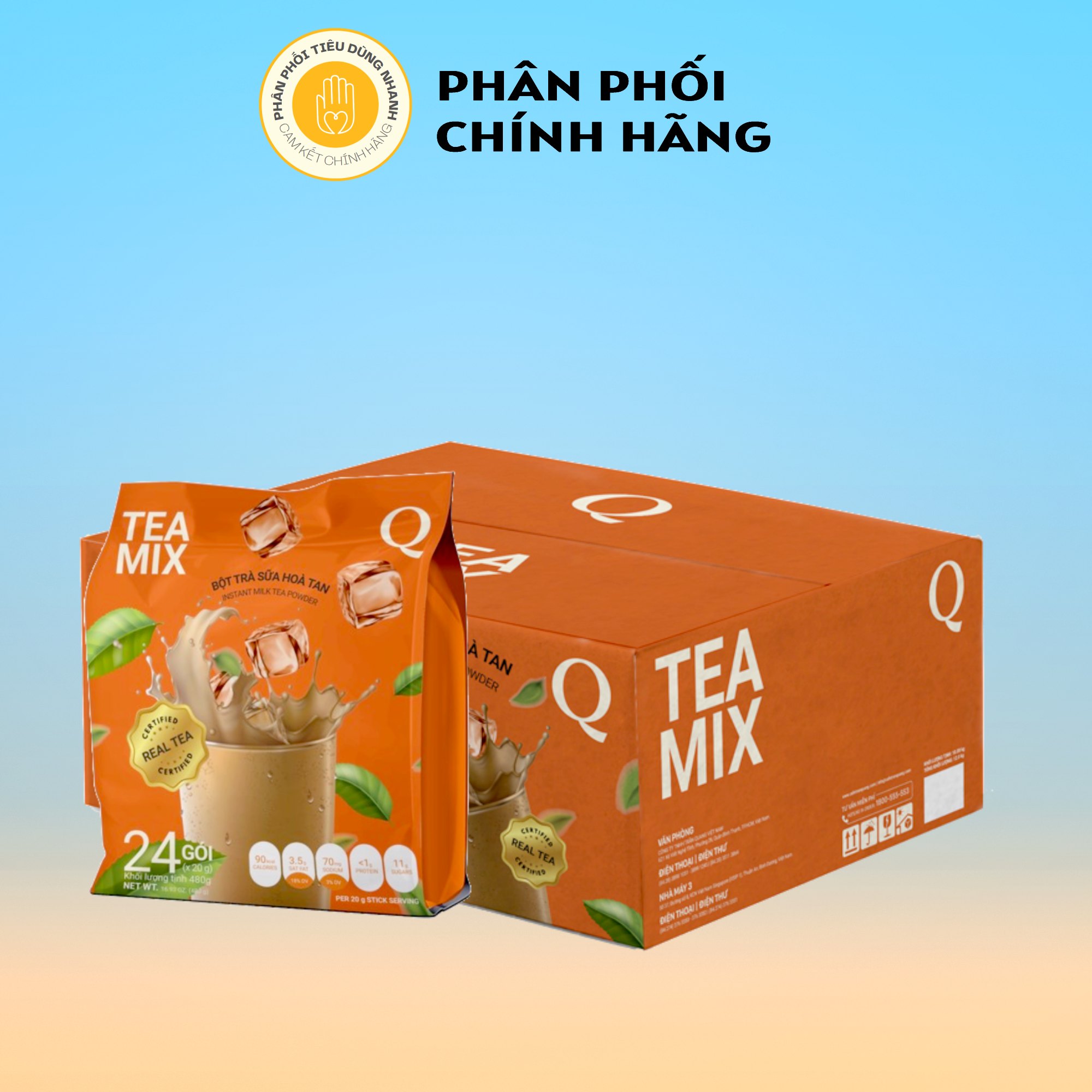 Thùng 21 bịch trà sữa hòa tan q express tea mix 20g/gói