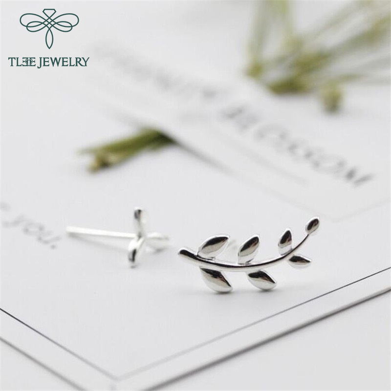 Khuyên tai bạc nữ TLEE lá lệch basic cá tính TleeJewelry B0191