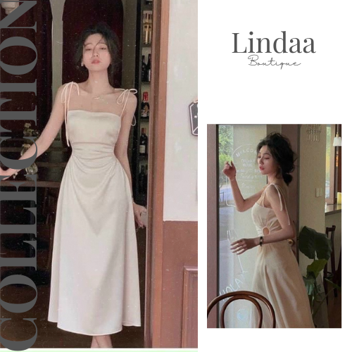 ĐẦM DỰ TIỆC 2 DÂY LỤA KHOÉT EO MIN DRESS