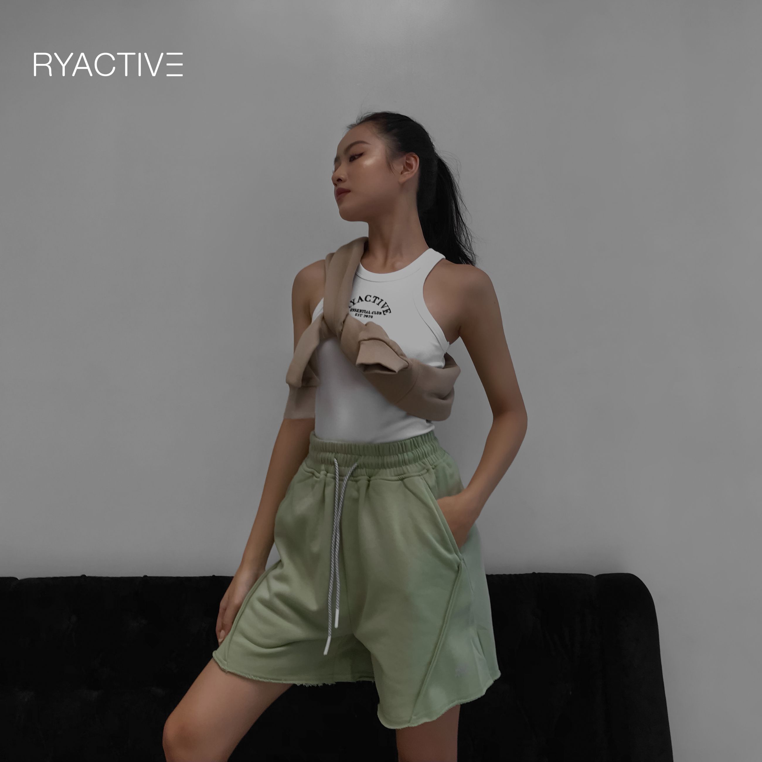 Quần short thun lửng RYACTIVE - LOUNGE SHORT AVOCADO