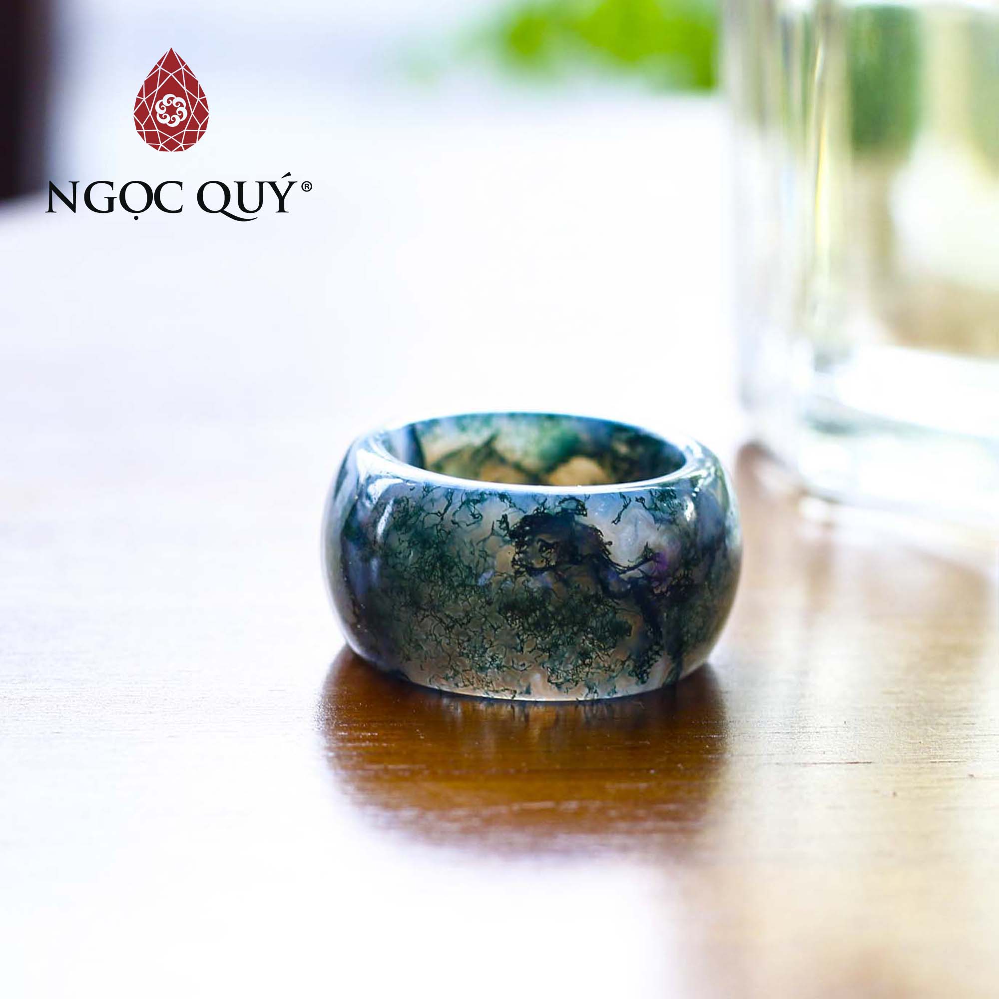Nhẫn nam đá băng ngọc thủy tảo - Ngọc Quý Gemstones