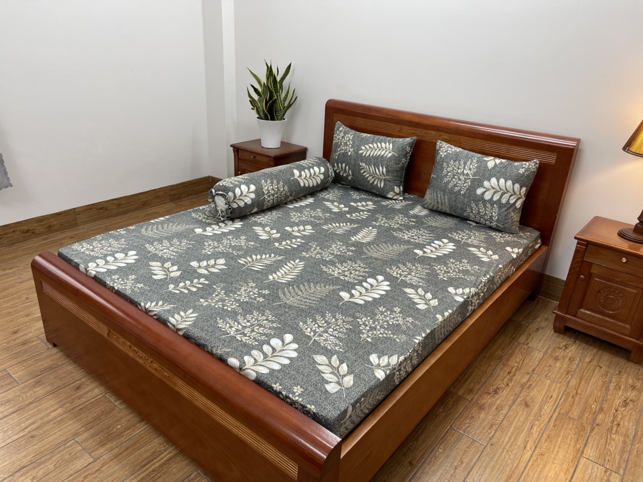 Bộ ga gối Thun Lạnh Hàn Quốc 4 Món ( 1 ga bọc + 2 vỏ gối nằm + 1 vỏ gối ôm )