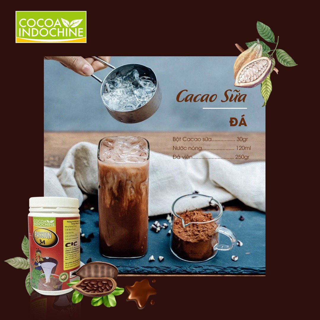 Bột Cacao sữa Passion 3 in 1 - Cocoa Indochine (Hũ 800g)