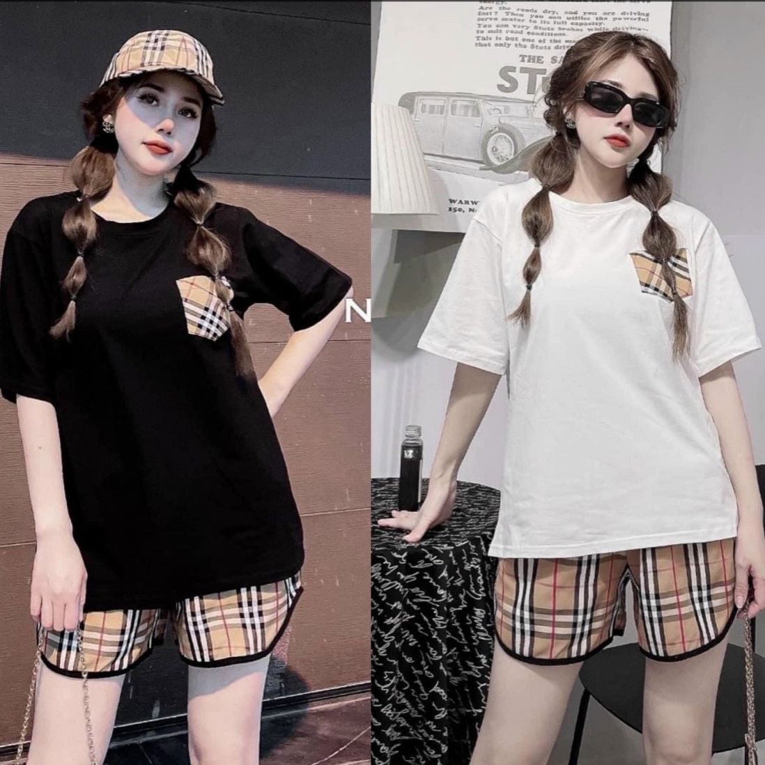 Bộ đồ ngắn in hình dễ thương ,Set đồ Nữ Chất Cotton  Siêu Hot 2022 Freesize dưới 53kg