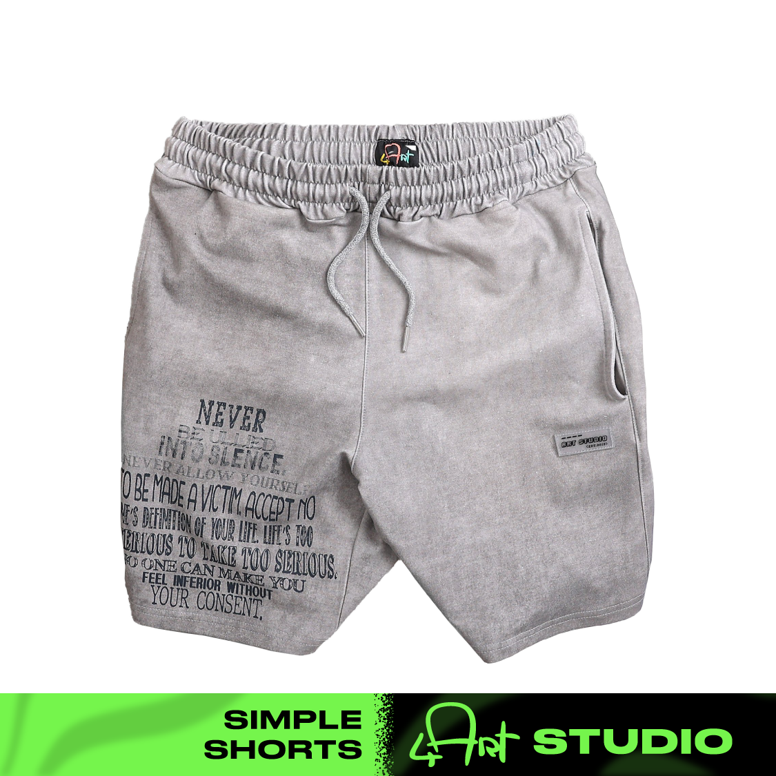 Quần Short Destiny Xám Wash Cotton Da Cá
