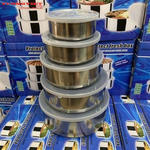 Bộ 5 thố inox có nắp đậy