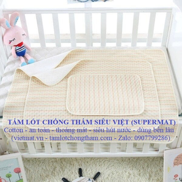 Size 60x90cm - Tấm lót chống thấm cho bé cotton 4 lớp Siêu Việt Supermat