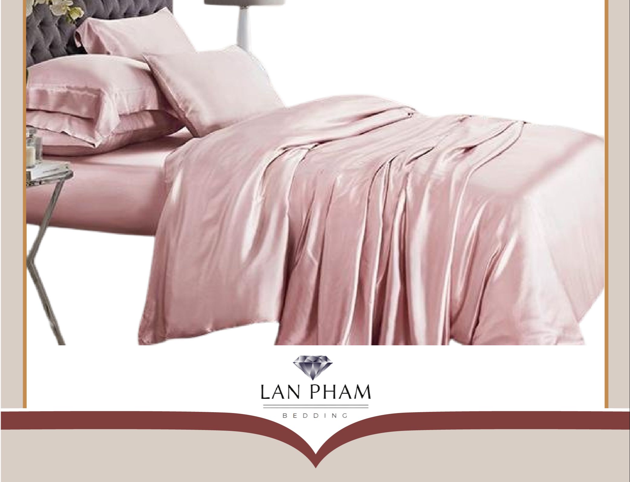 ( Lụa Loại 1) Chăn Lẻ Phi Lụa Màu Hồng Phấn Cao Cấp Mềm Mại Lan Pham Bedding