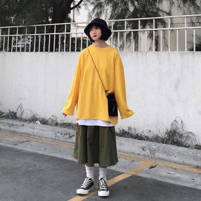Áo thun dài tay trơn nhiều màu basic unisex
