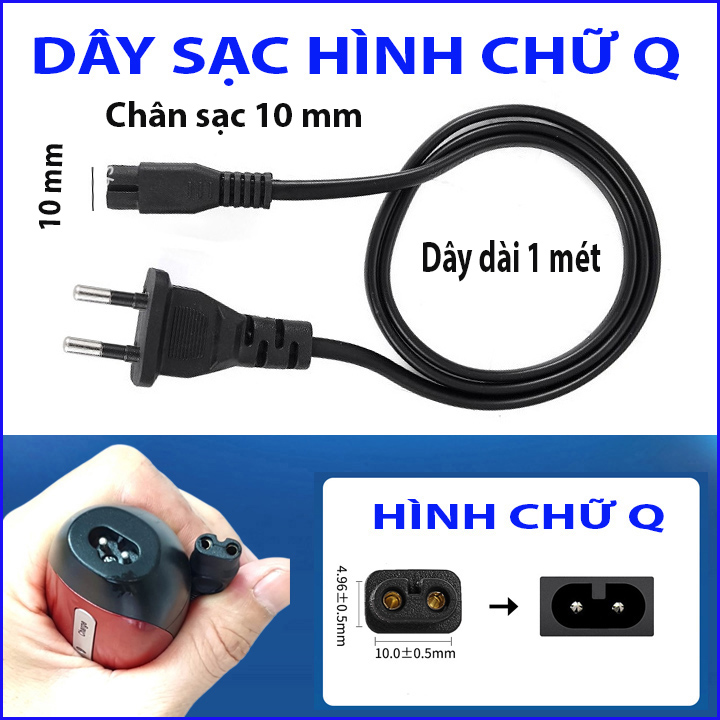 Dây sạc tông đơ jichen , dây sạc đầu số 8 , đầu chữ Q , dây sạc tông đơ và các loại máy khác
