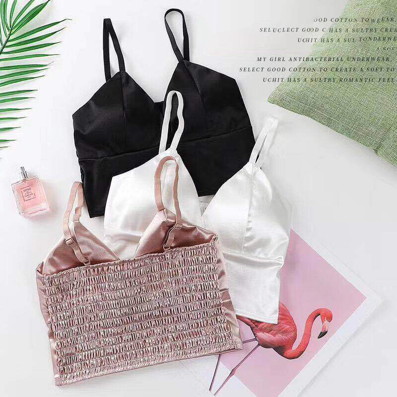 Áo bra satin phi lụa 2 dây lưng thun siêu tôn dáng - NHShop