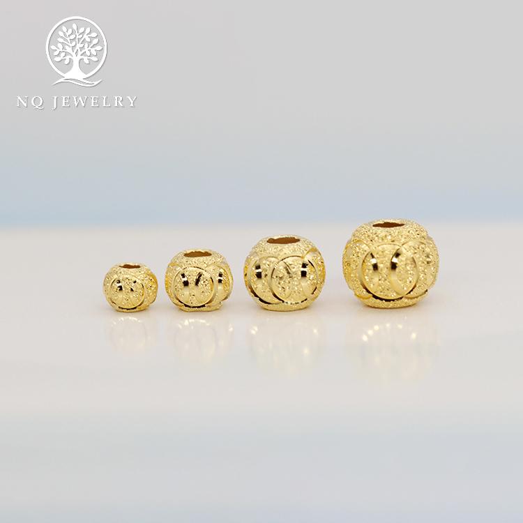 Charm bạc bi tròn họa tiết mạ vàng - NQ Jewelry