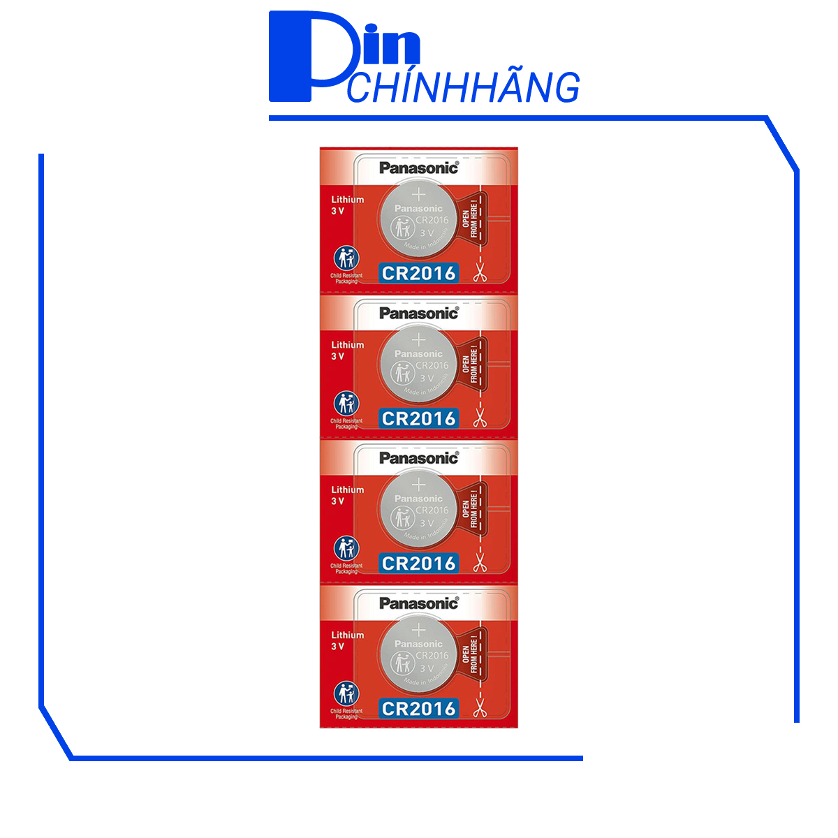 Vỉ 4 Pin Panasonic CR2016 Lithium 3V chính hãng (Pin đồng hồ, remote, smartkey, v.v...)
