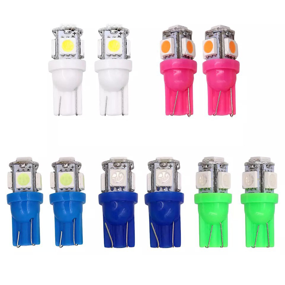 Xi nhan led 5 tim chân t10 gắn xe máy 12v