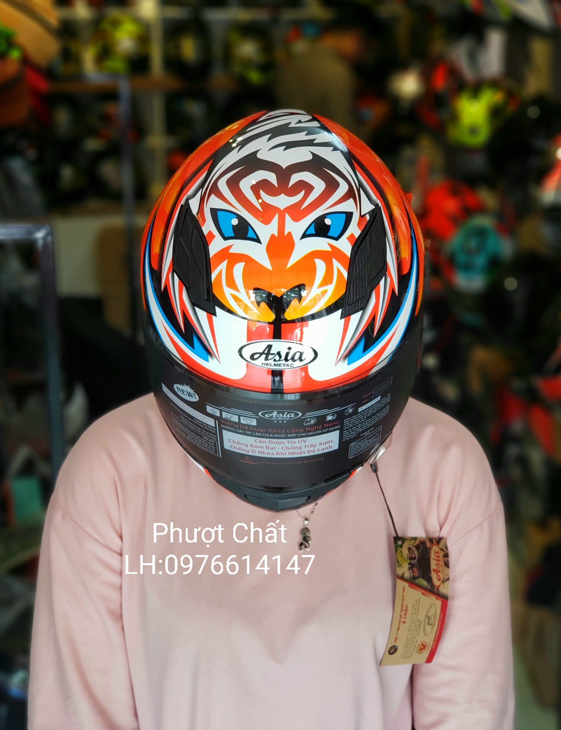 Mũ bảo hiểm Fullface Asia tem con hổ