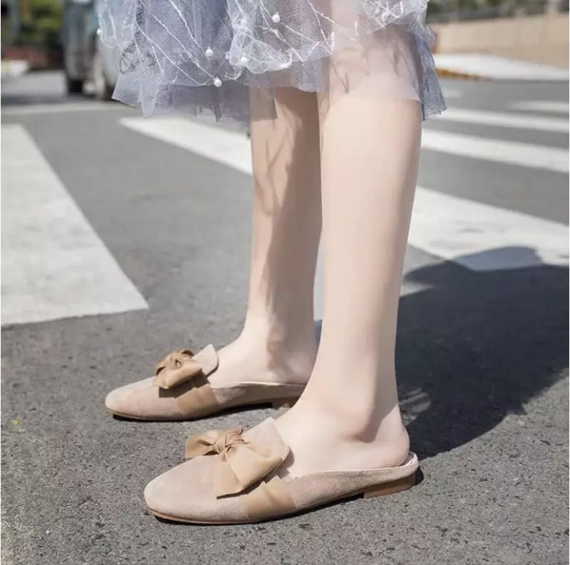 Giày sục nơ da lộn Giày sục nữ An Lê Store