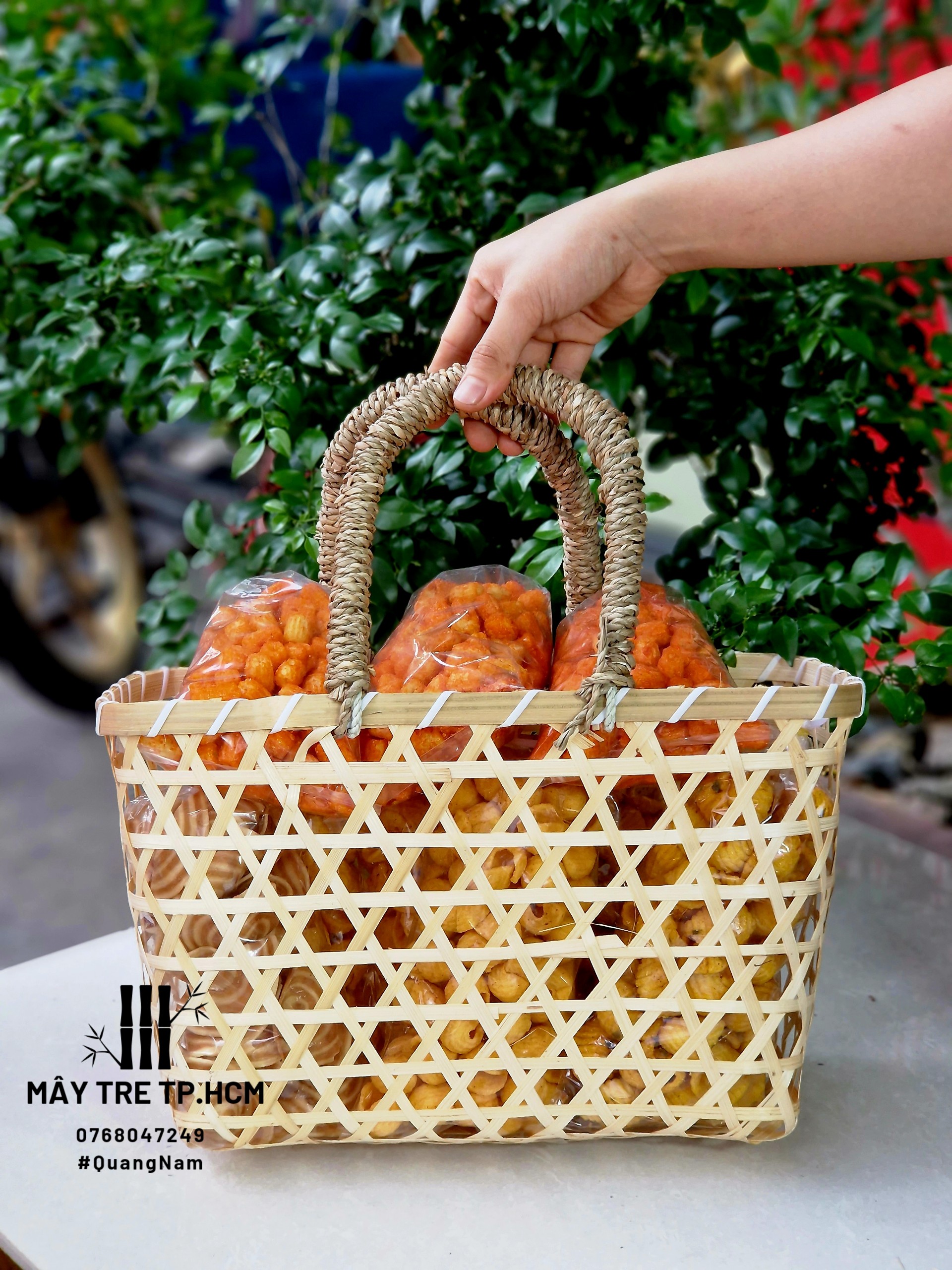 Giỏ cói mây tre đựng quà đựng trái cây