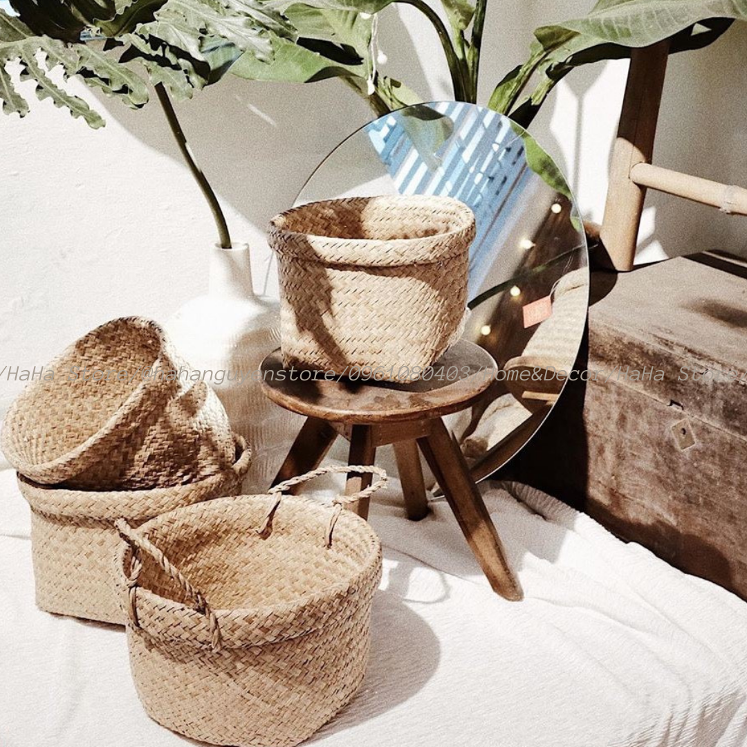Thúng Cói Trồng Cây Giỏ Cói Decor GCD02-1