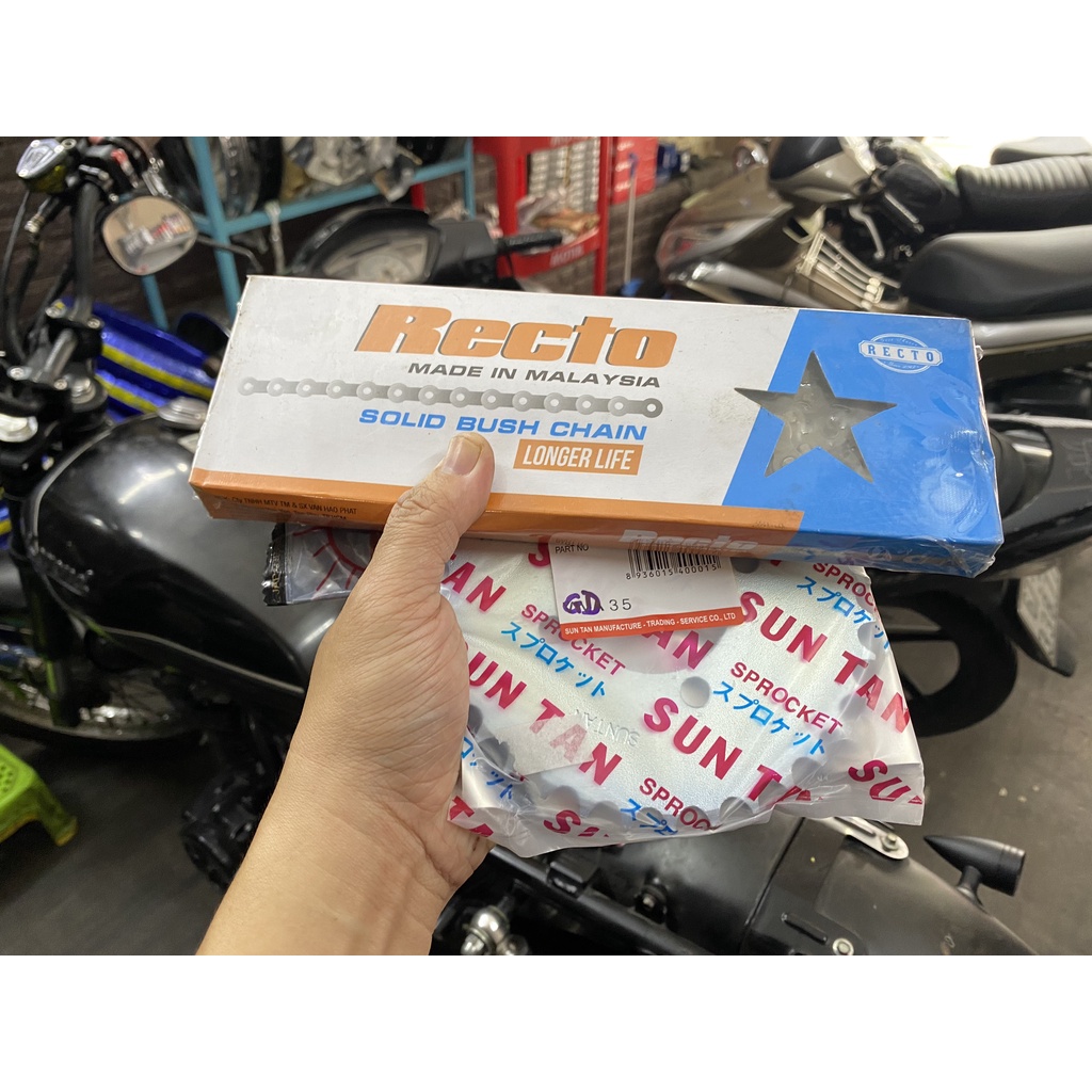 Nhông sên dĩa gd110 - sên recto đen , phụ tùng thay thế nhông sên dĩa hãng