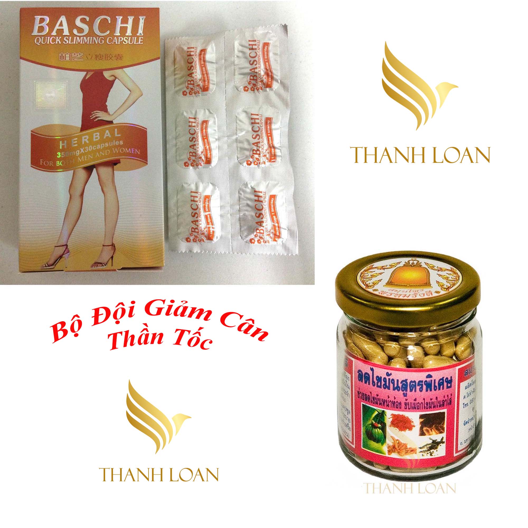 Bộ Đôi Giảm Cân Hiệu Quả - Baschi cam + Viên Đông Y Thải mỡ Chuông Thái