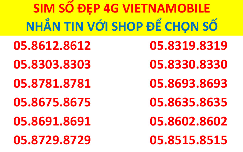 Sim Taxi Số Lặp - Sim Số Đẹp Vietnamobile - Sim 4G Tốc Độ Cao ...