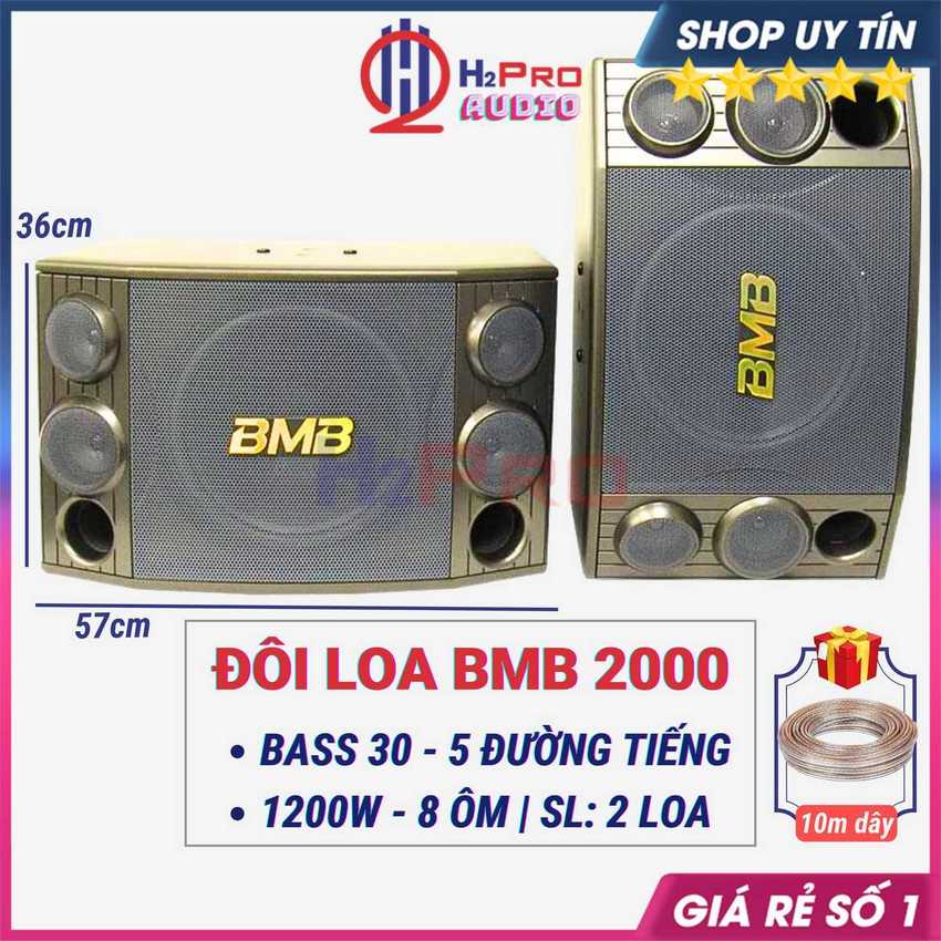 Đôi Loa BMB 2000 1200W Bass 30-5 Đường Tiếng (2 Cái), Loa BMB Karaoke Gia Đình Liên Doanh Xịn (Tặng 10M Dây)-H2Pro Audio