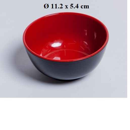 Chén(bát) cơm,súp nhựa Melamine 2 lớp đỏ đen Size 11.2 x 5.4 cm