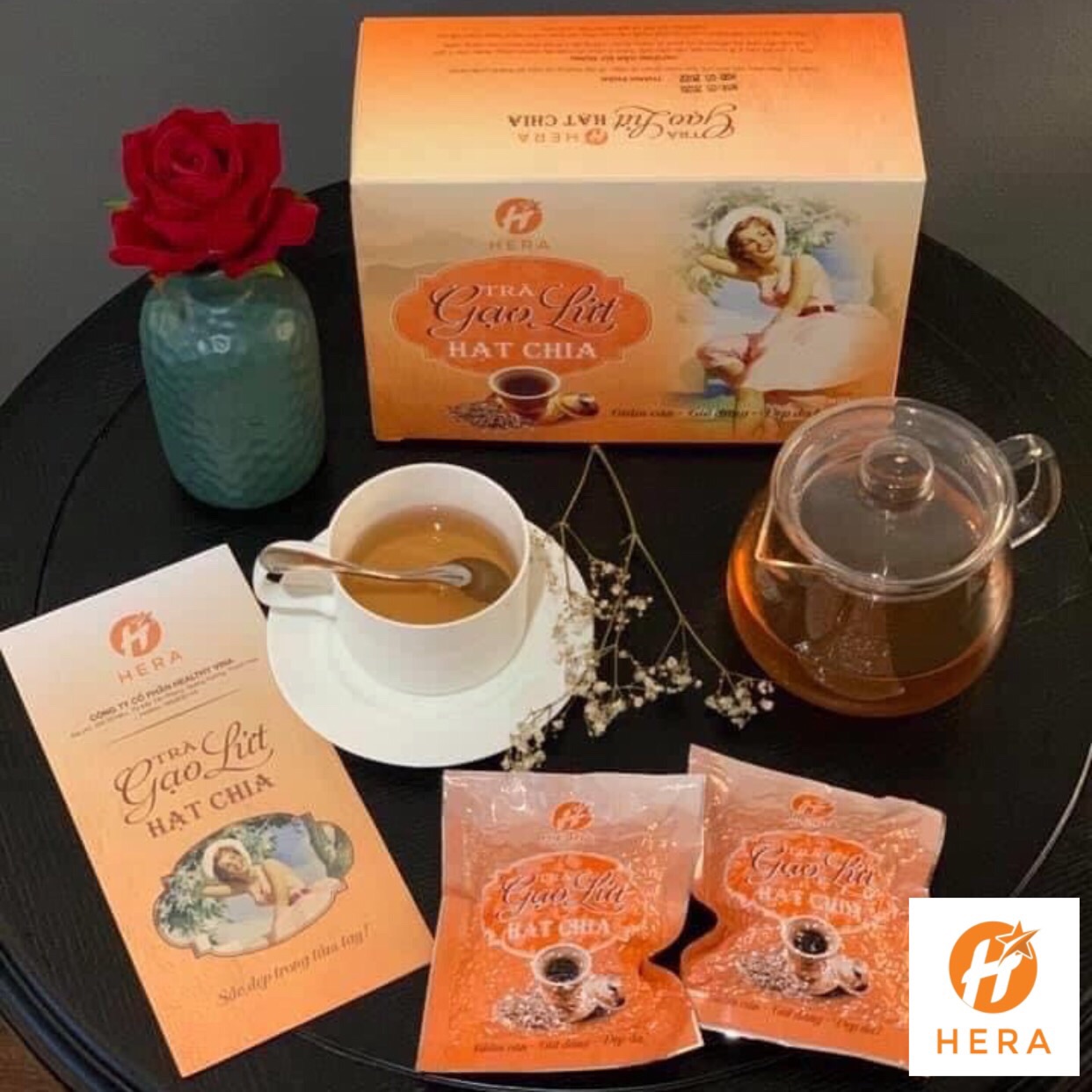 TRÀ GẠO LỨT HẠT CHIA HERA [ TẶNG BÌNH ]