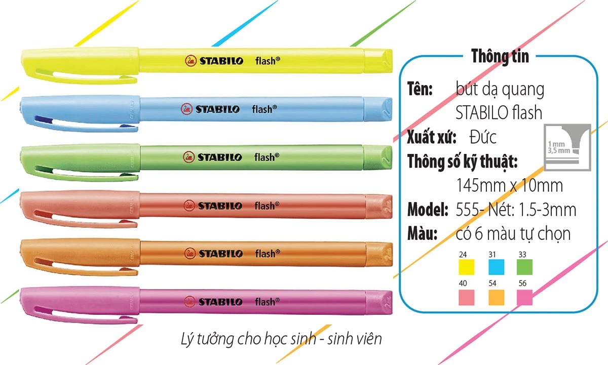 Bút dạ quang STABILO FLASH HL555