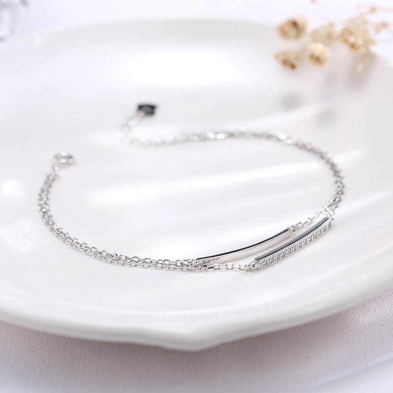 Lắc tay bạc | Lắc tay Bạc Nữ S925 thiết kế đơn giản đính đá L2556 - Bảo Ngọc Jewelry