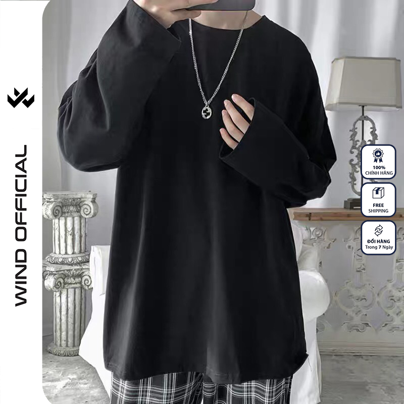 Áo thun tay dài nam nữ WIND form rộng tay dài Trơn, thời trang nam nữ áo thun oversize ulzzang