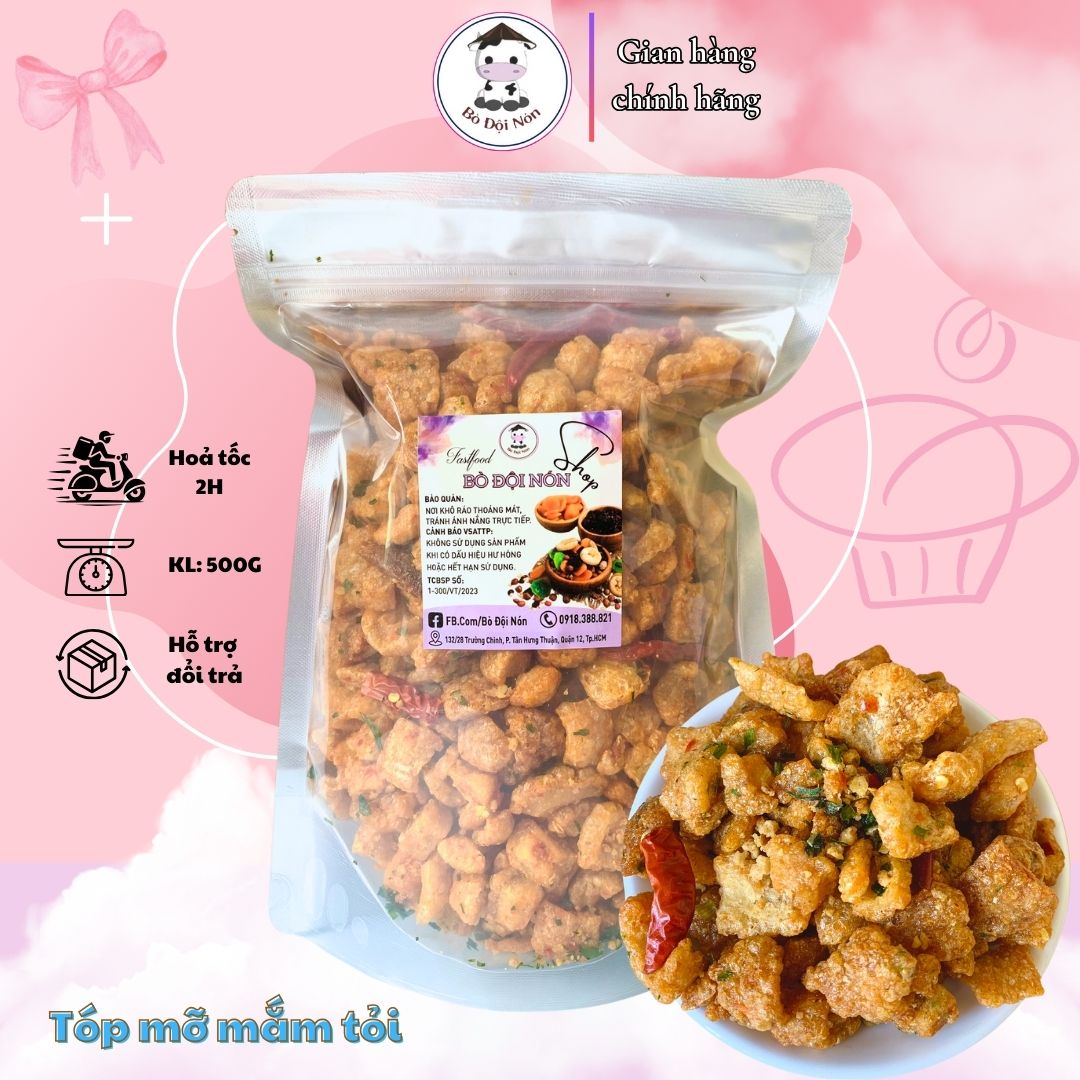 200g tóp mỡ thịt liền da sốt mắm tỏi giòn ngon bò đội nón