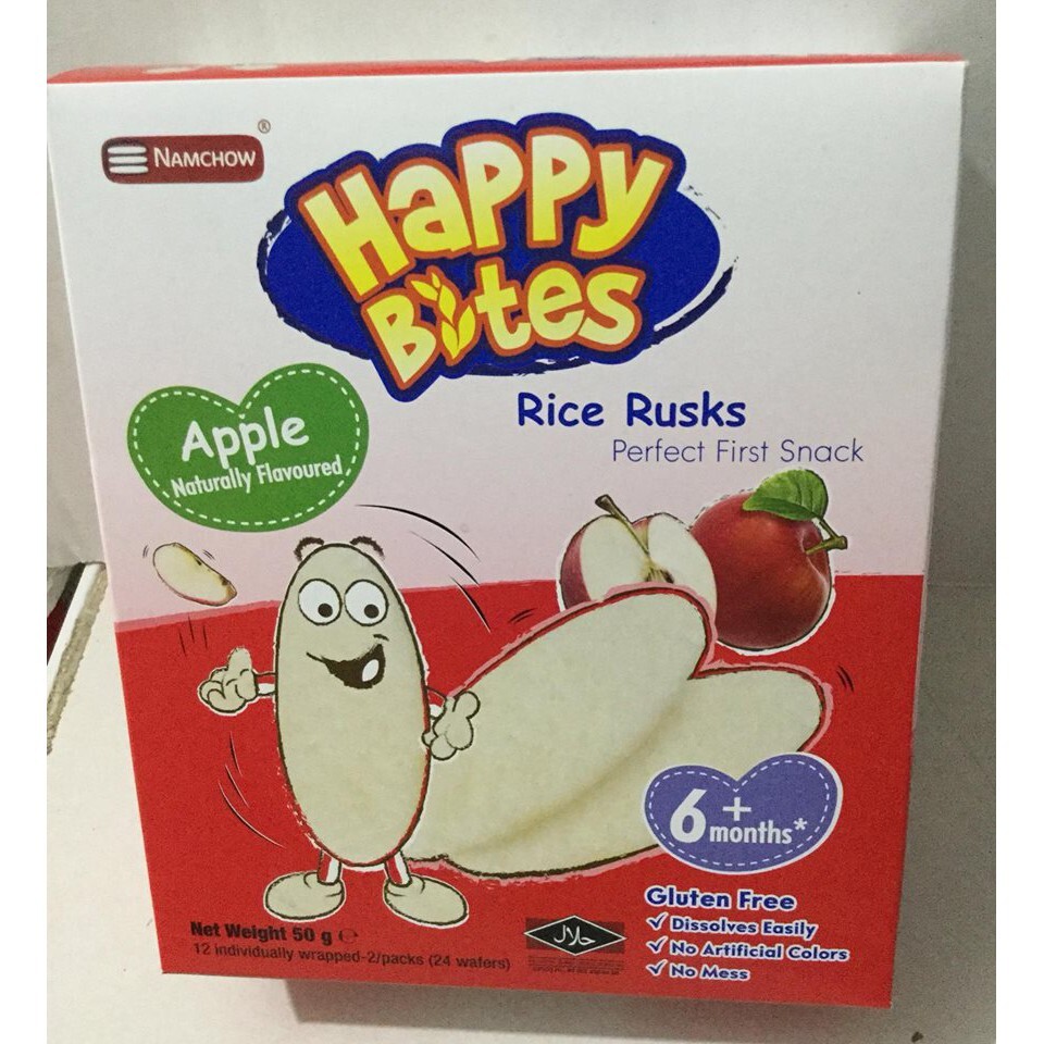 Bánh Gạo Ăn Dặm Happy Bites cho bé 3 loại [ Táo / Vệt Quất / Chuối ] ( 50gr ) 🔥Đặt biệt { combo 3 Vị 150k }🔥