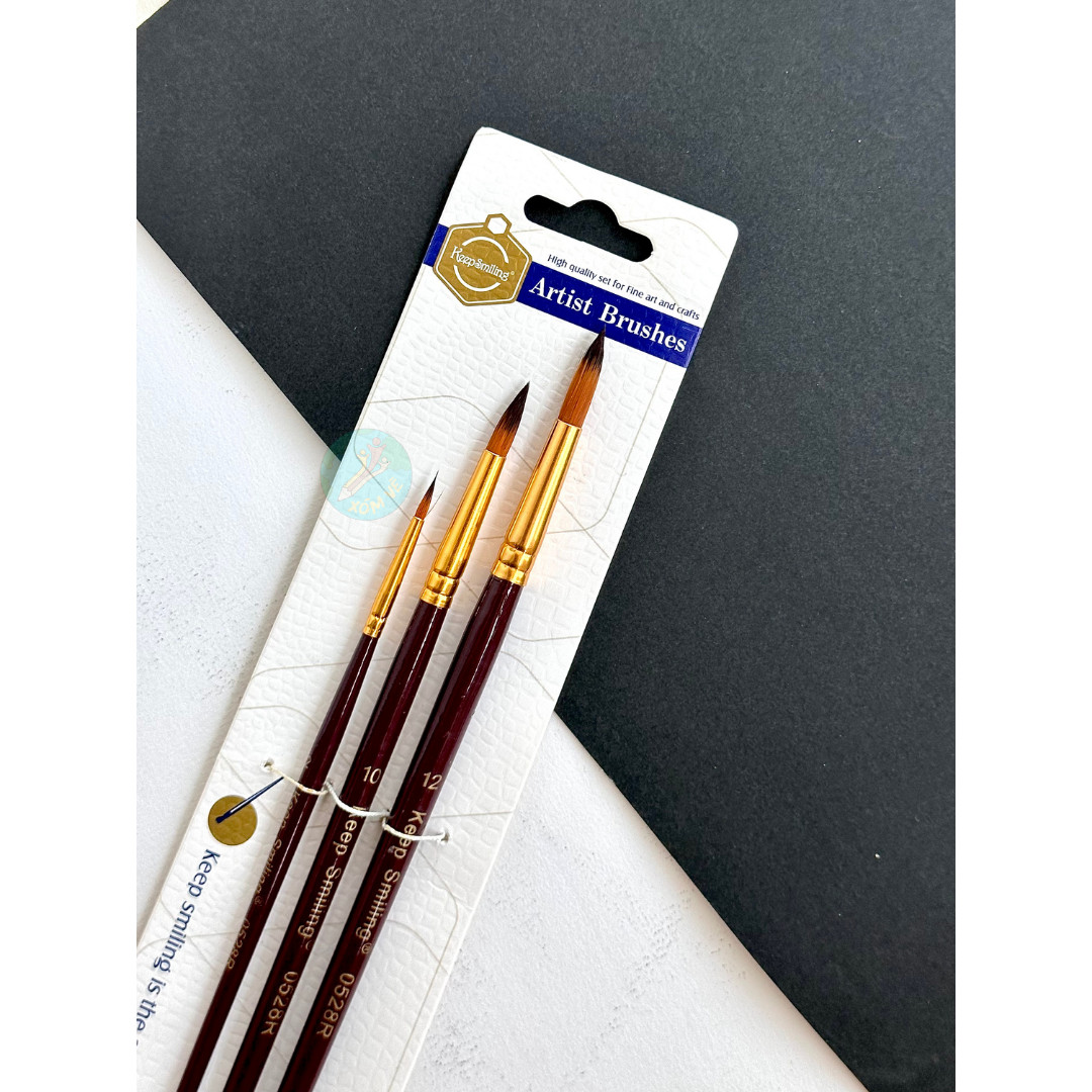 Bộ 3 cây cọ tròn Keep Smiling size 2,10,12