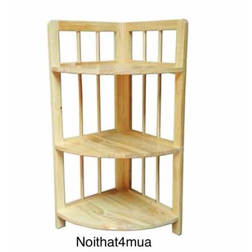 kệ góc 3 tầng bằng gỗ tự nhiên