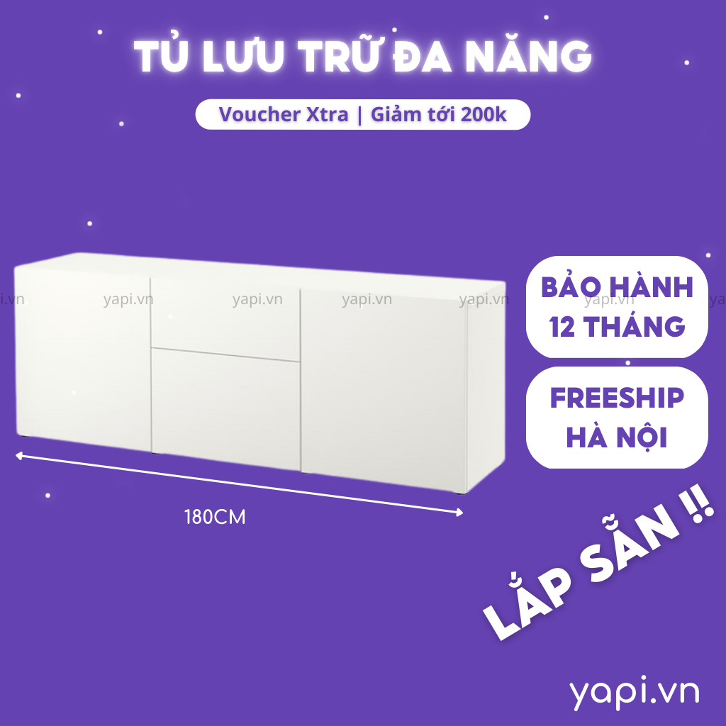 Tủ đựng đồ đa năng làm tủ trang trí, tủ bếp, kệ tivi 180x42x65cm yapi-109
