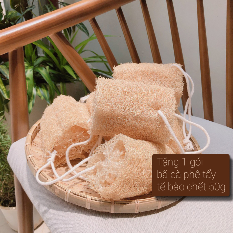Bông Tắm Xơ Mướp, Dài 12cm, Đường kính 5cm, dùng làm Bông Tắm, miếng Rửa Chén, hoàn toàn tự nhiên, thân thiện với môi trường, phân hủy tự nhiên giá rẻ