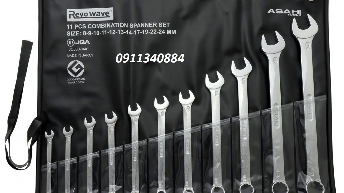 [HCM]Bộ cờ lê vòng miệng 11 chi tiết Asahi Nhật Bản 1011M-1-CL - cờ lê nhật bản