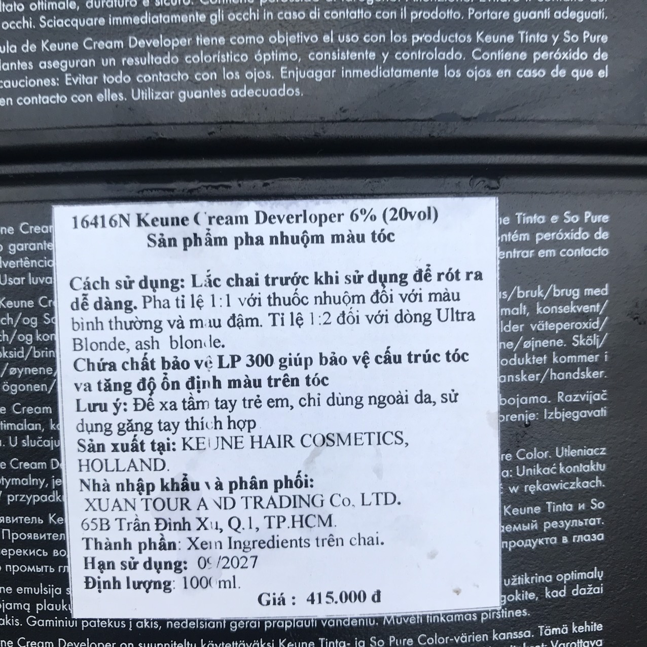 Oxy trợ nhuộm KEUNE Tinta Developer 1000ml NEW