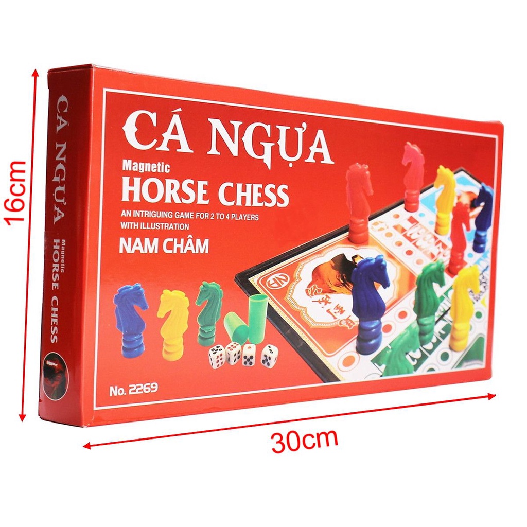 Bộ cờ cá ngựa nam châm bàn cũng là hộp đựng