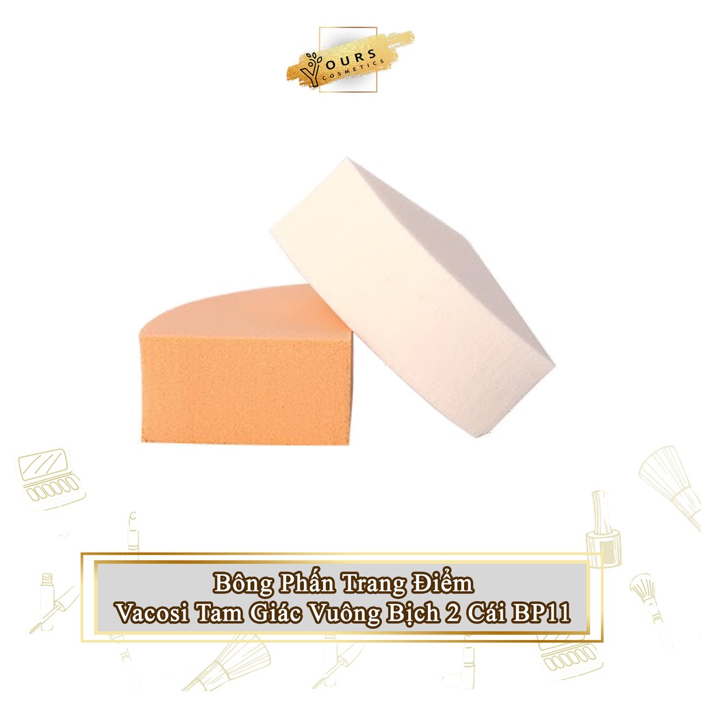 Bông phấn ướt trang điểm vacosi tam giác vuông bịch 2 cái bp11 - bông phấn trang điểm tam giác vuông bịch 2 cái vacosi - bịch 2 cái bông phấn ướt trang điểm tam giác vuông vacosi