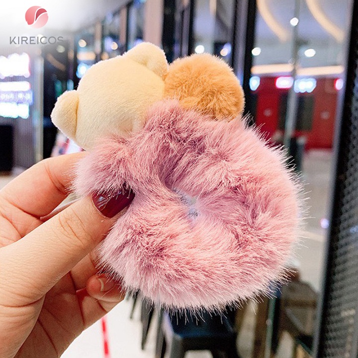 [HCM]Cột Tóc Lông Xù Cao Cấp Đính Gấu Siêu Cute - kireicos